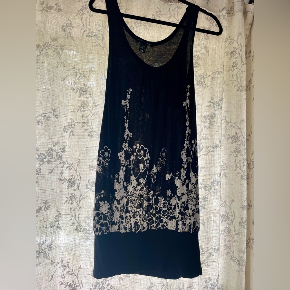 H&M Black Dress with White Floral Pattern